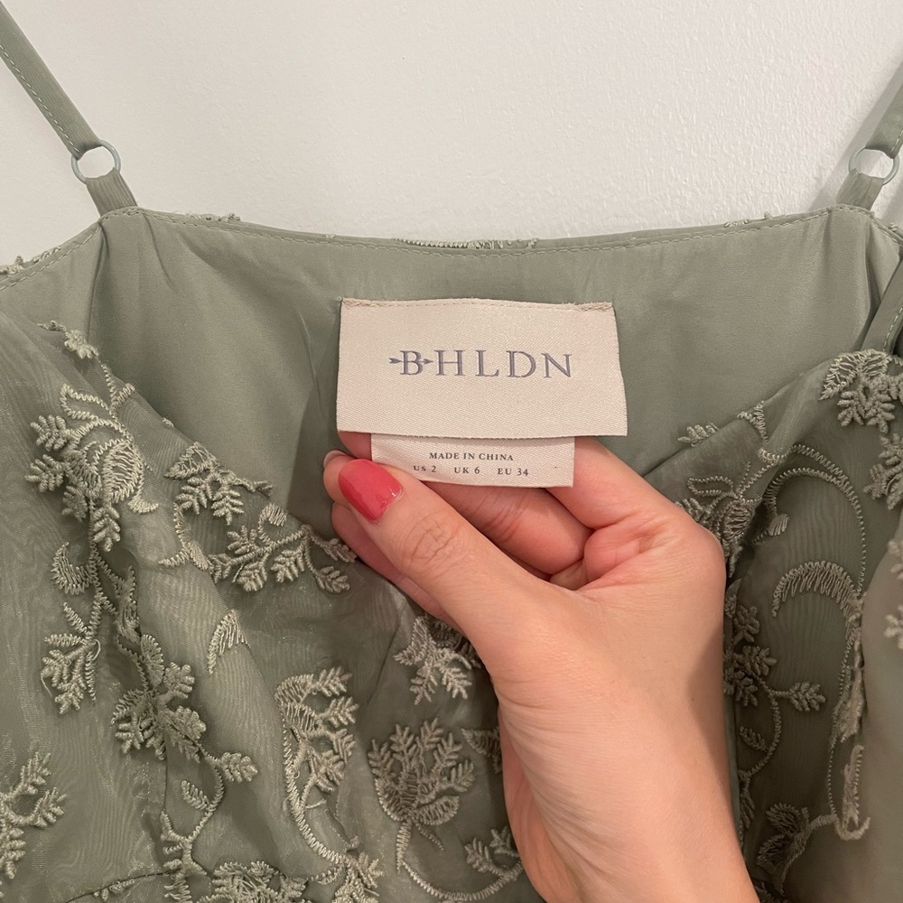 BHLDN Sage Green Lace Spaghetti Strap Dress - Picture 8 of 8